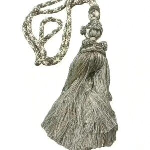 VTG FRENCH TASSEL BEIGE CURTAIN,‎ DRAPERY LUXURY TIEBACK, SHABBY CHIC DEC…